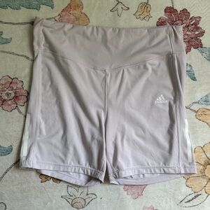 adidas Women's Lilac High-Rise Bike Shorts with White Side Stripes